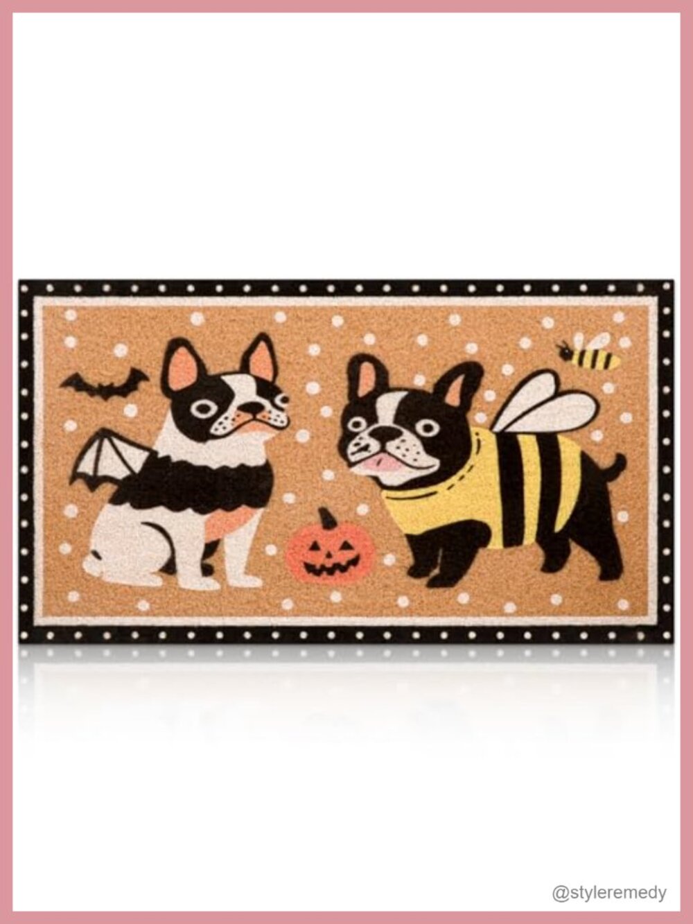 Halloween French Bulldog Coir Doormat 30x18 Welcome Mat
